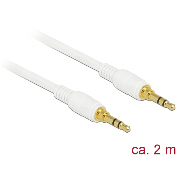 Delock Klinkenkabel 3,5 mm 3 Pin Stecker > Stecker 2 m weiß