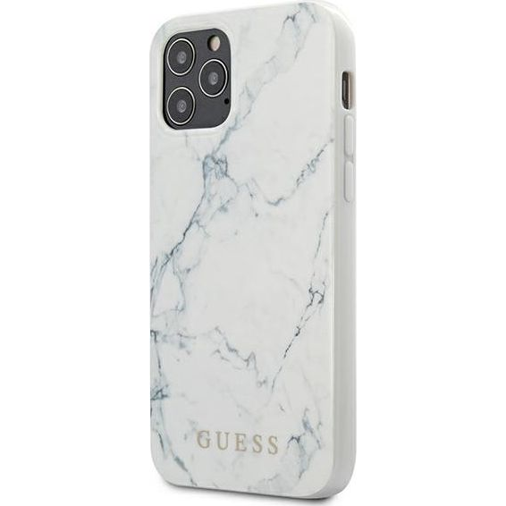 Guess PC/TPU Marble Apple iPhone 12 Pro Max hátlap tok, fehér (106766)