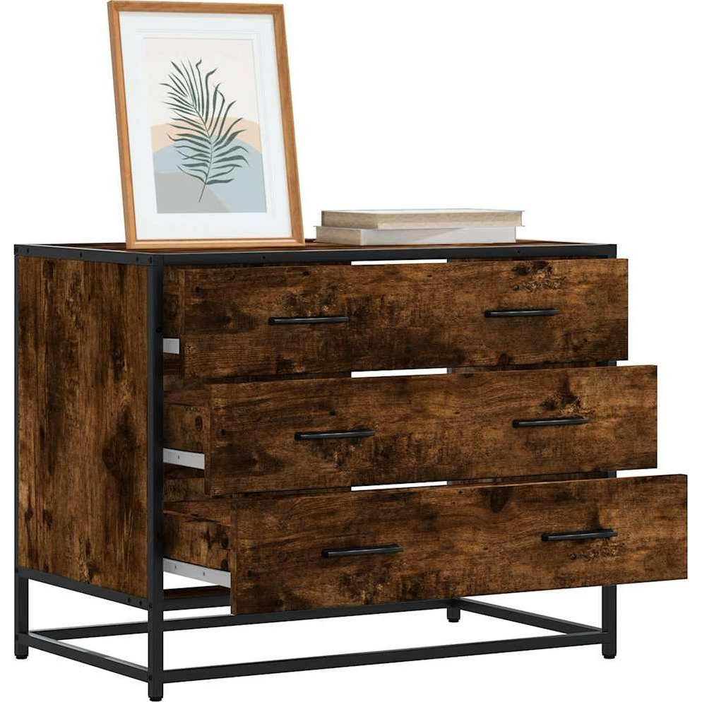 füstös tölgy szerelt fa fiókos szekrény 70x41x56 cm (849076)