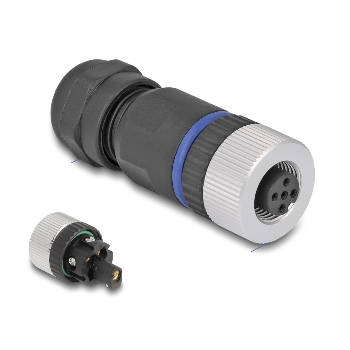 Delock M12 Csatlakozó A-kódolású, 5 tűs anya csavarozható kapcsolat (60537) (60537)