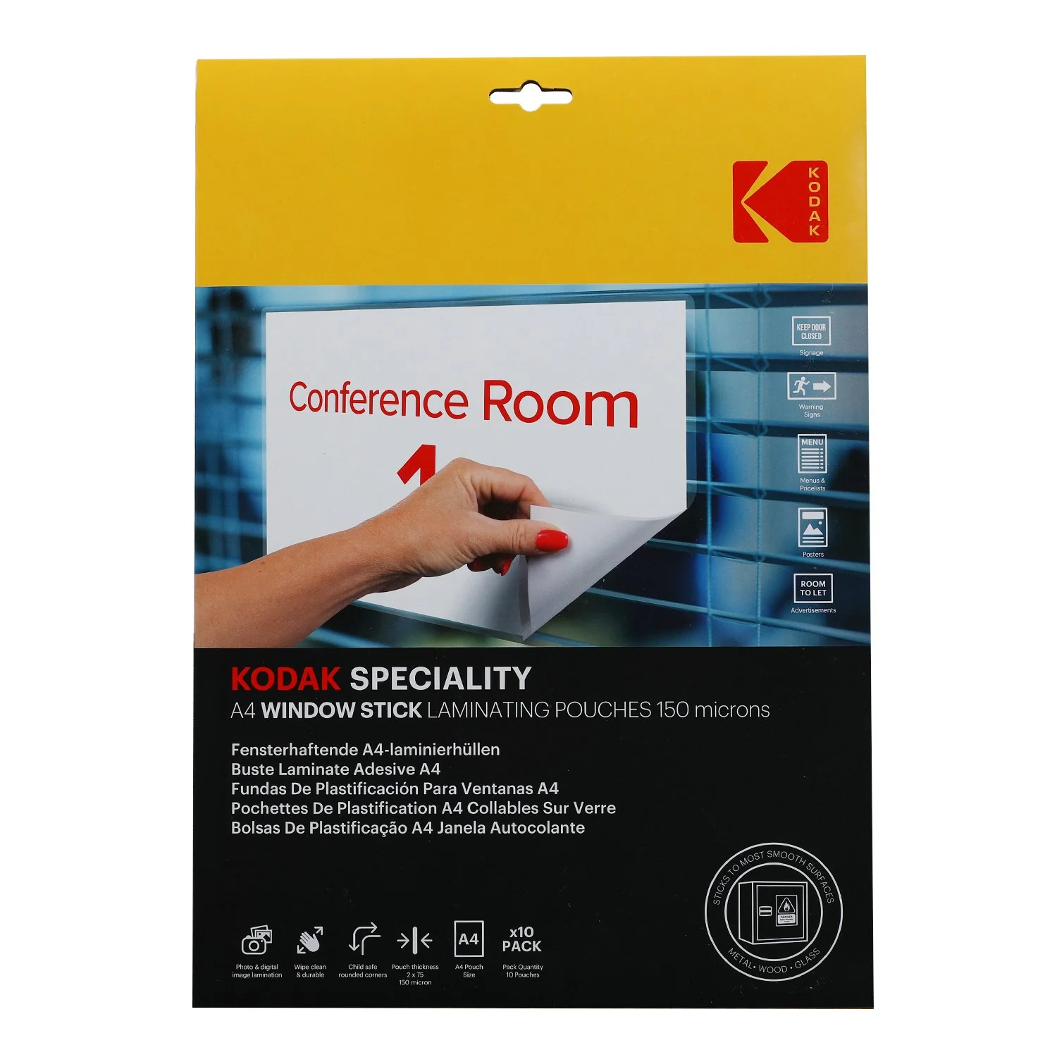 Kodak Üvegre tapadó A4 lamináló fólia (10db / csomag) (KO-LMA4RW-PK10C)