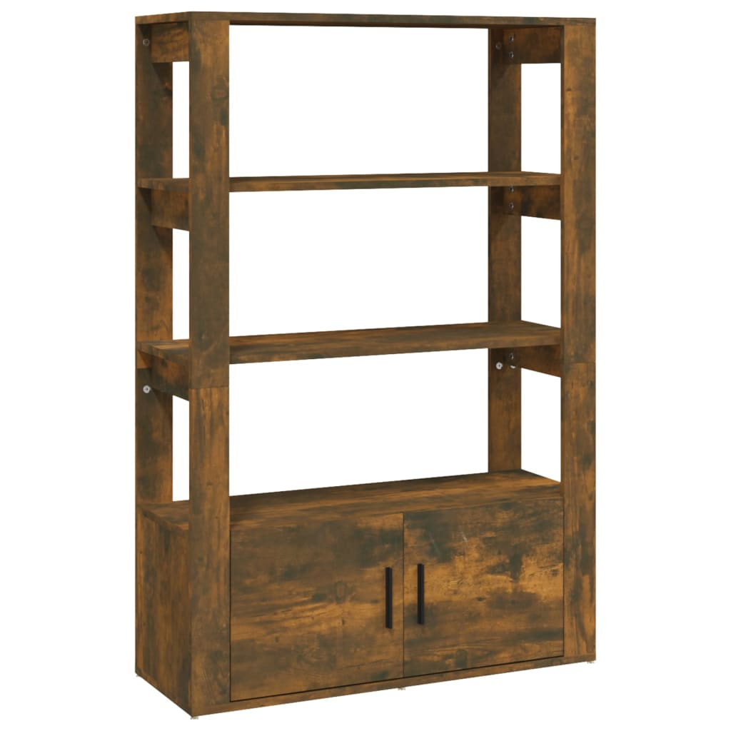 füstös tölgyszínű szerelt fa tálalószekrény 80x30x119,5 cm (819473)