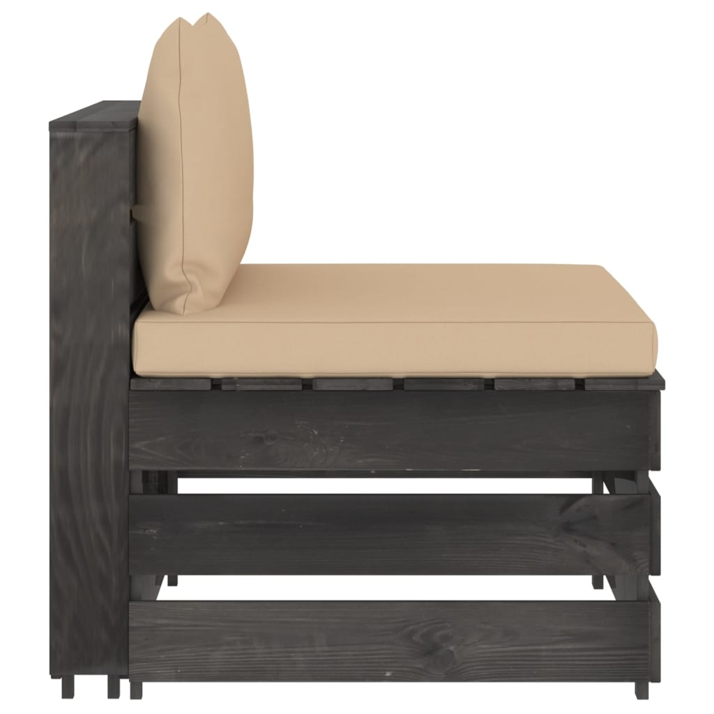 szürke impregnált fa elemes középső kanapé párnákkal (3068123)