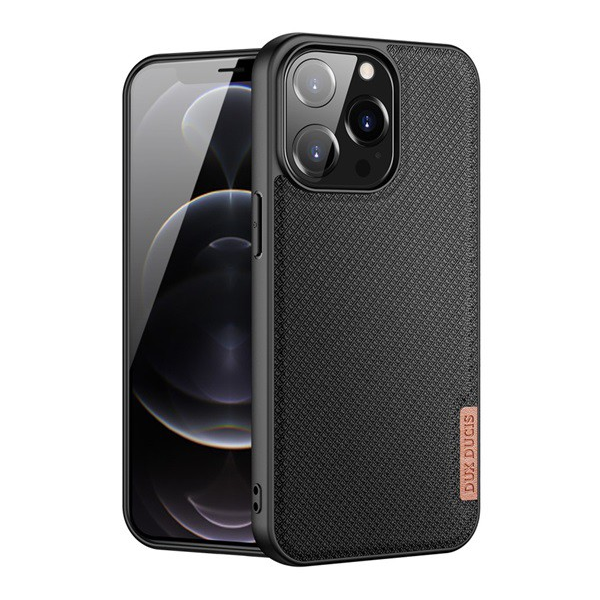 DUX DUCIS FINO szilikon telefonvédő (műanyag belső, közepesen ütésálló, rács minta) FEKETE [Apple iPhone 13 Pro] (5996591097657)