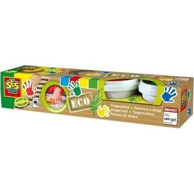 SES Creative SES Children's Set of Four Eco Fingerpaints vingerverf Blauw, Groen, Rood, Geel