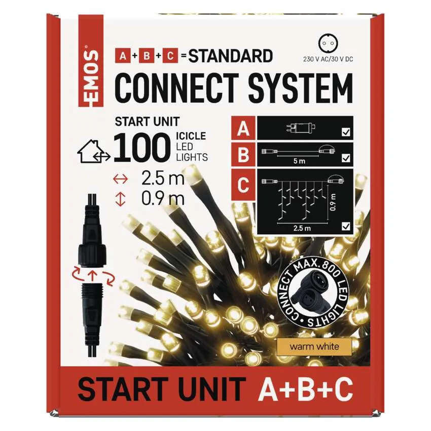 Emos D1CW02 CNT LED Kül-/beltéri fényfüzér 2.5m - Meleg fehér (D1CW02)