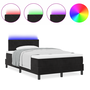 Pat Box Spring cu Saltea & LED Negru 120x200 cm Catifea