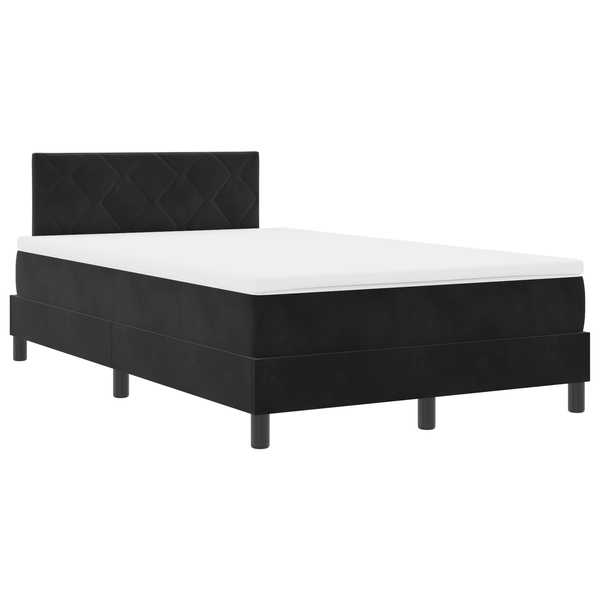 Pat Box Spring cu Saltea & LED Negru 120x200 cm Catifea