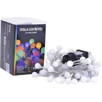Tesla - dekoratív fényfüzér Gömb 1,8 cm, 80LED, RGB, 230 V, 8 m + 3 m-es kábel, időzítő, IP44 (VO238MIO2)