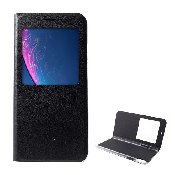 Tok álló, bőr hatású (FLIP, oldalra nyíló, asztali tartó funkció, View Window) FEKETE [Apple iPhone XS Max 6.5] (5996457839056)