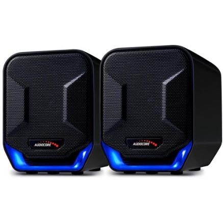 Difuzor stereo USB Audiocore AC865B de 6 W, cu iluminare LED albastră/neagră