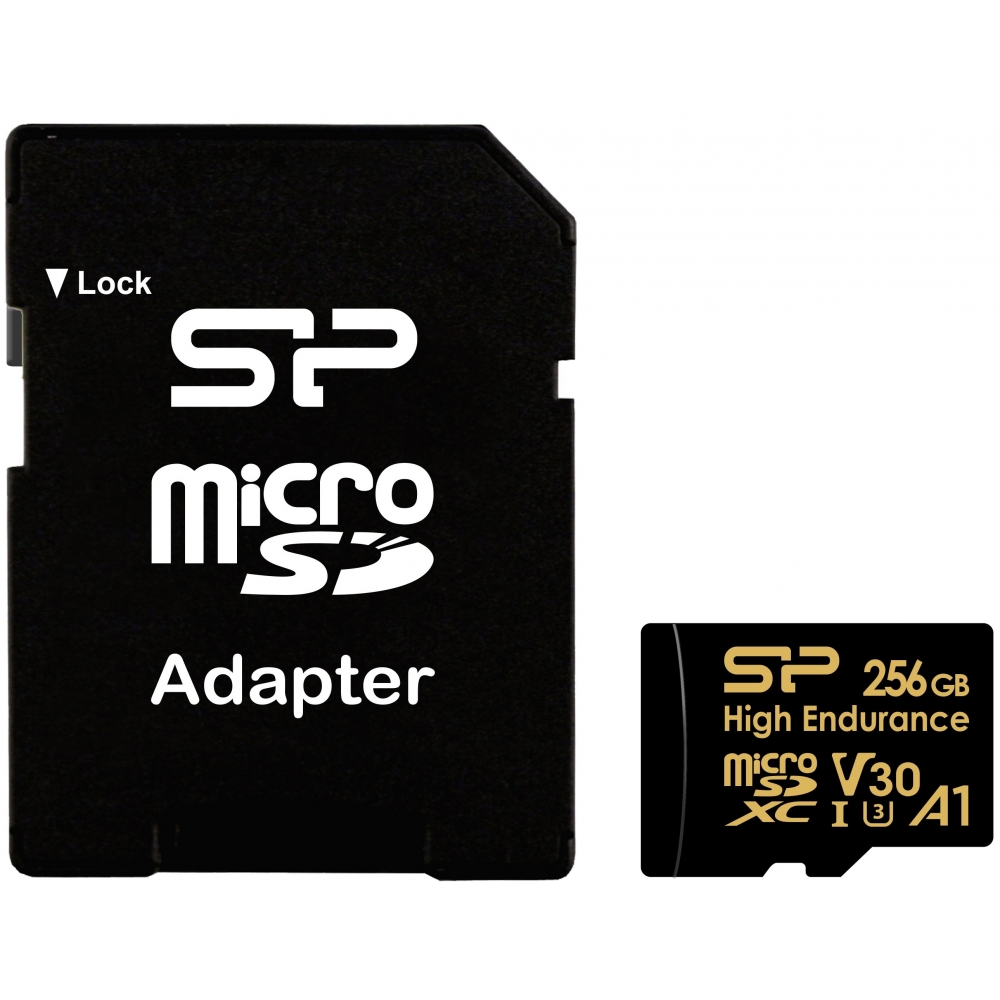 Silicon Power 256GB High Endurance Golden Series MicroSD UHS-I U3 Memóriakátya + Adapter (SP256GBSTXDV3V1HSP)