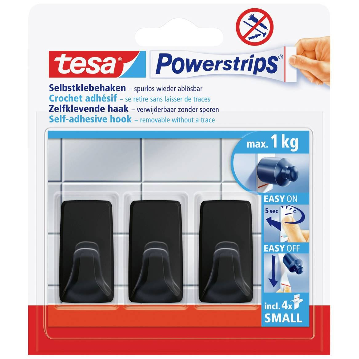Tesa Powerstrips öntapadó kampó fekete (58278-00000-20) (58278-00000-20)