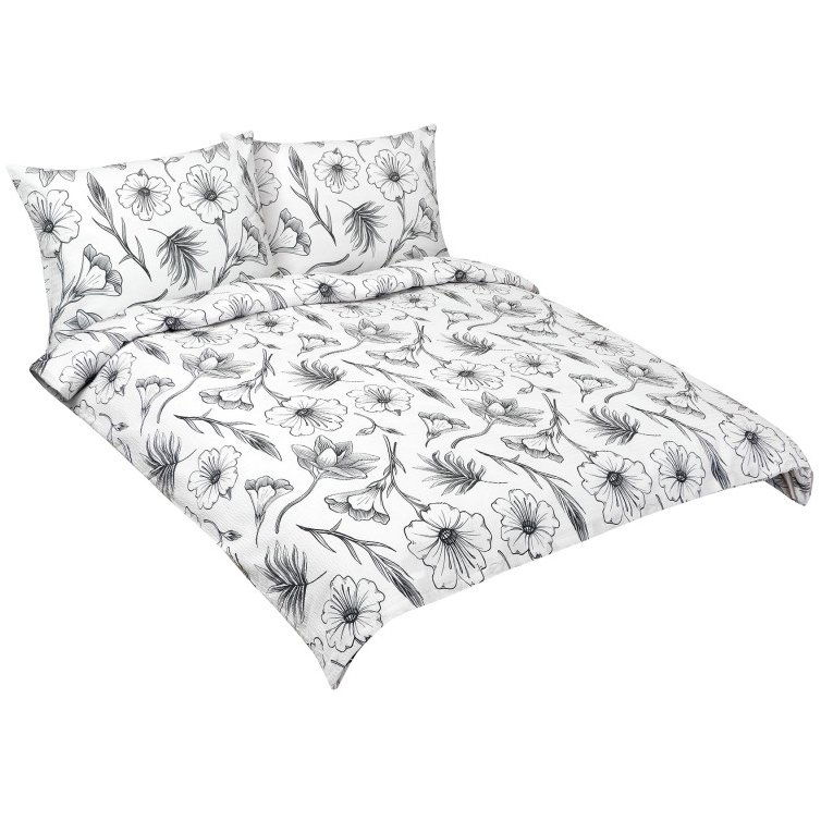 BELLATEX ágynemű, krepp F 80/935, hibiszkusz, szürke, 1 darab 180 × 200, 2 darab 70 × 90 (13729)