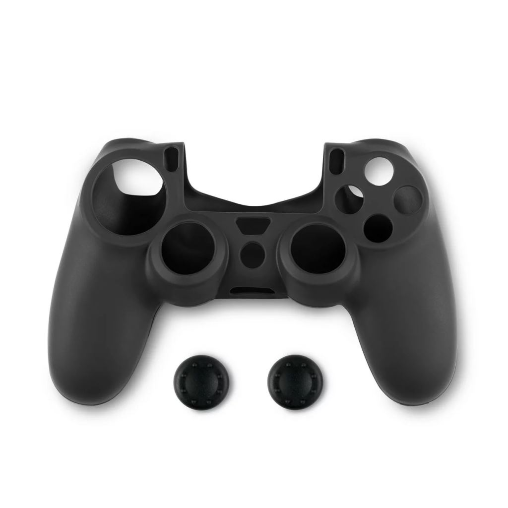 Spartan Gear PS4 DualShock 4 kontroller szilikon borítás és analóg kupak fekete (072219) (spartangear072219)