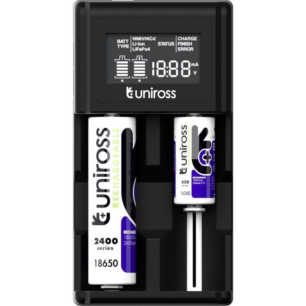 Uniross UCX004 kompakt LCD gyorstöltő Li-ion/Ni-MH/LiFePo4 akkuk töltésére (UCX004)