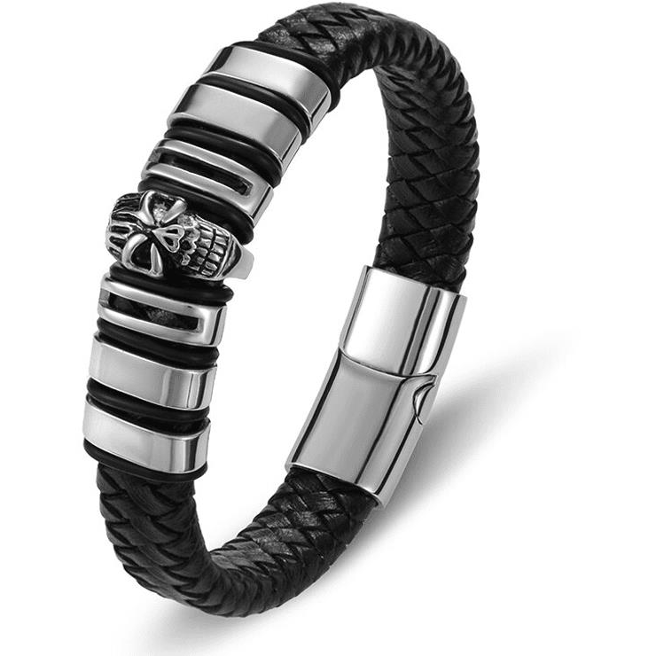 Predator Q1 bőr karkötő - koponya BXG6073 - 21,5cm (2570)