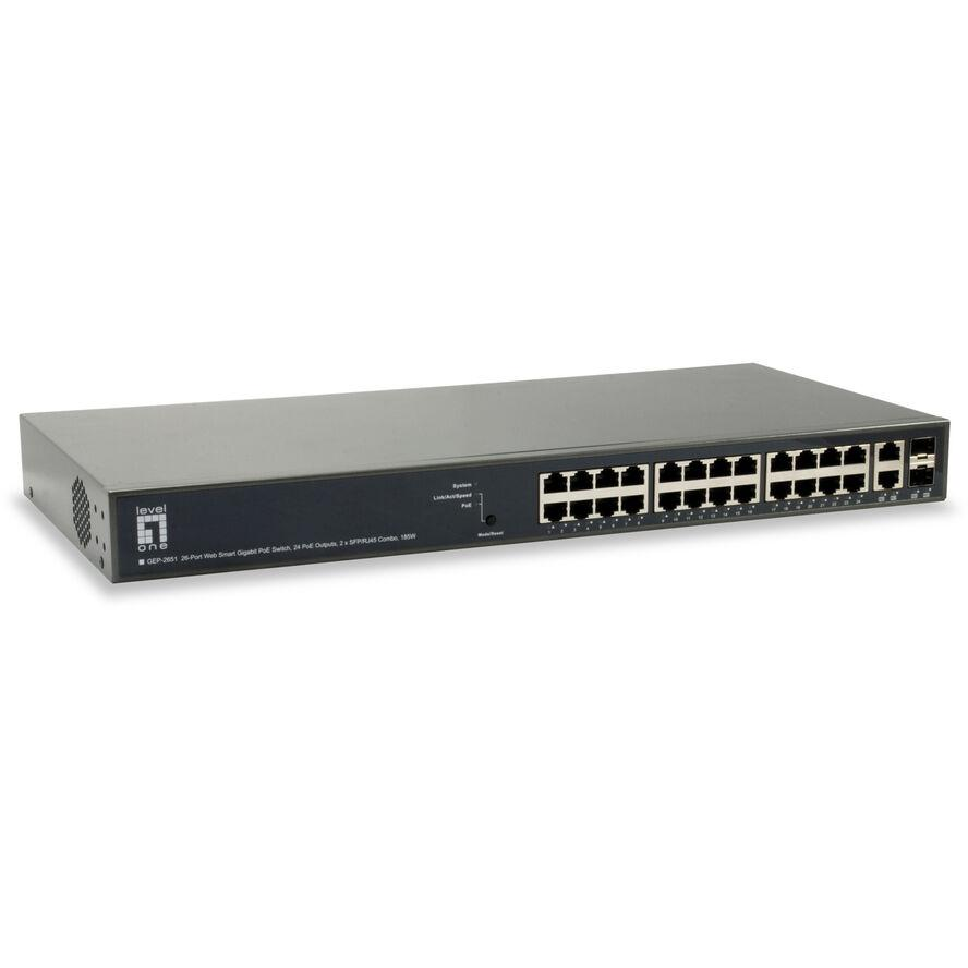 LevelOne GEP-2651 sieťový prepínač Riadený L3 Gigabit Ethernet (10/100/1000) Podpora napájania cez Ethernet (PoE) Čierna (GEP-2651)
