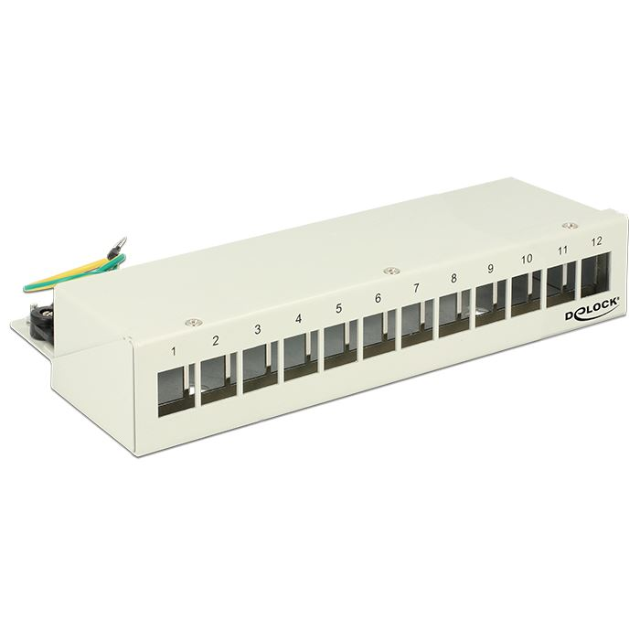 Delock Keystone asztali patch panel 12 portos szürke (43335) (delock43335)