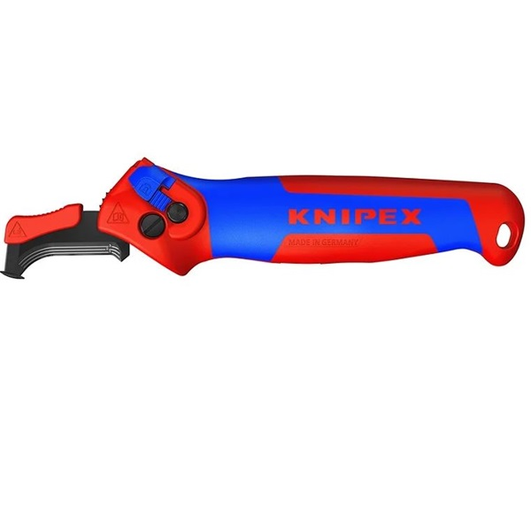 KNIPEX racsnis kábelkés (kábelvágó kés), csúszósaruval, cserélhető pengével 146mm, 16 50 145 SB (16 50 145 SB)