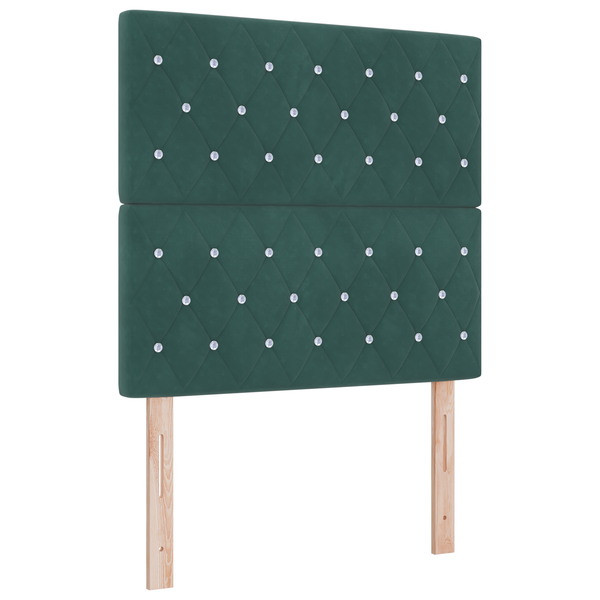 Boxspring Ágy Matrac & LED Sötét Zöld 100x200 cm Bársony