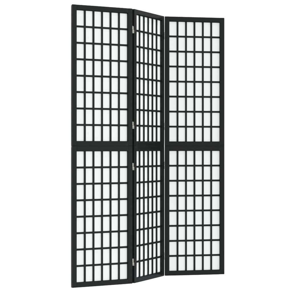 3 paneles fekete japán stílusú összecsukható paraván 120x170 cm (352079)
