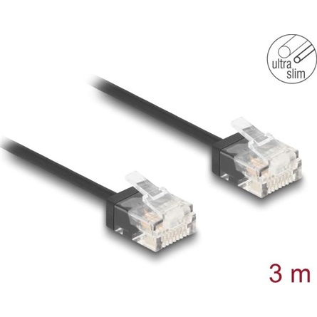 Delock RJ45 Netzwerkkabel Cat.6 UTP Ultra Slim 3 m schwarz mit kurzen Steckern