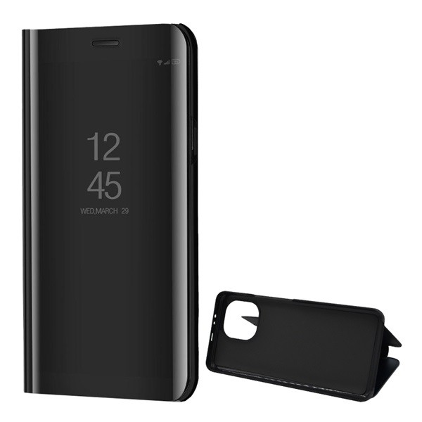 Tok álló (aktív FLIP, oldalra nyíló, asztali tartó funkció, tükrös felület, Mirror View Case) FEKETE [Xiaomi Mi 11 5G] (5996591037028)