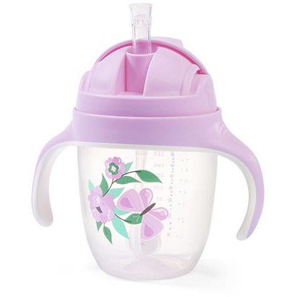 BabyOno tanulópohár szívószállal 240 ml - lila (5901435415047)