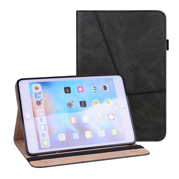 Tok álló, bőr hatású (aktív FLIP, oldalra nyíló, asztali tartó funkció, bankkártya tartó, koptatott bőrhatás) FEKETE [Apple IPAD mini 6 (2021)] (5996591104959)