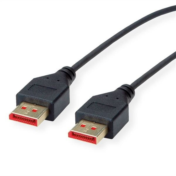 Roline DisplayPort 1.4 apa-apa vékonyított kábel 1m fekete (11.04.5960-20) (11.04.5960-20)