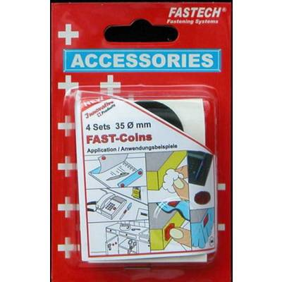 FASTECH® 683-330 Tépőzár pontok Felragasztáshoz forró olvadék Bolyhos és horgos fél (O) 35 mm Fekete 4 pár (683-330)