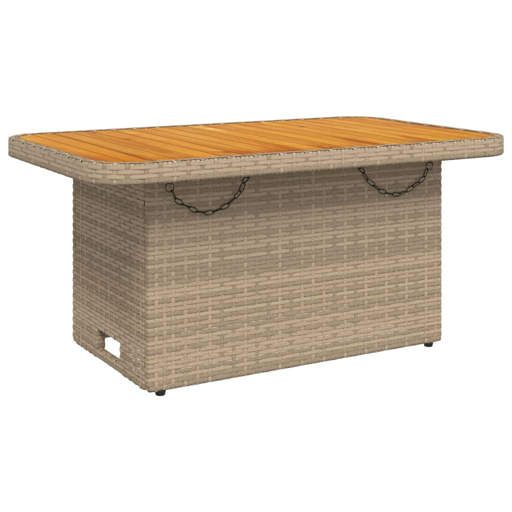 bézs polyrattan és akácfa kerti asztal 90 x 55 x 71 cm (368277)