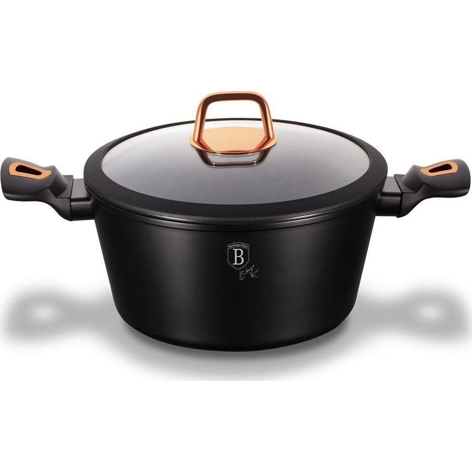 BerlingerHaus BH/1641N Black Rose Collection Lábas - Kovácsolt Alumínium, Matt Fekete, Rose Gold (BH-1641)