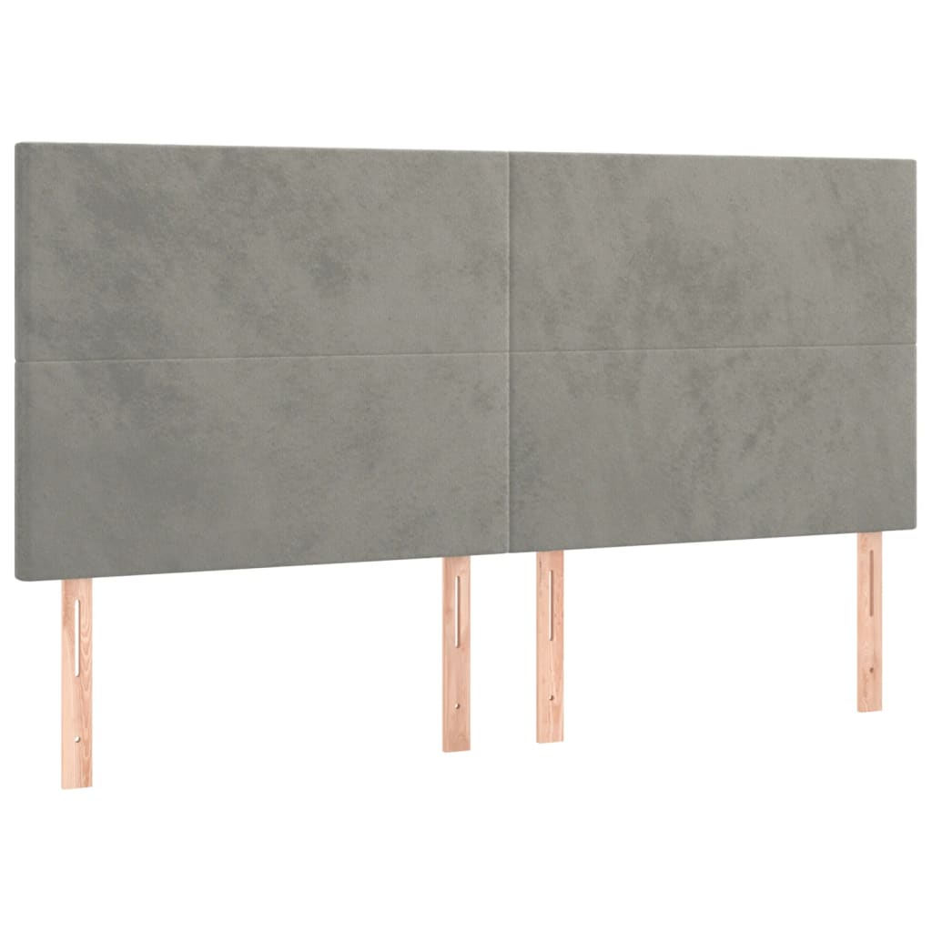 4 db világosszürke bársony fejtámla 100x5x78/88 cm (3116118)