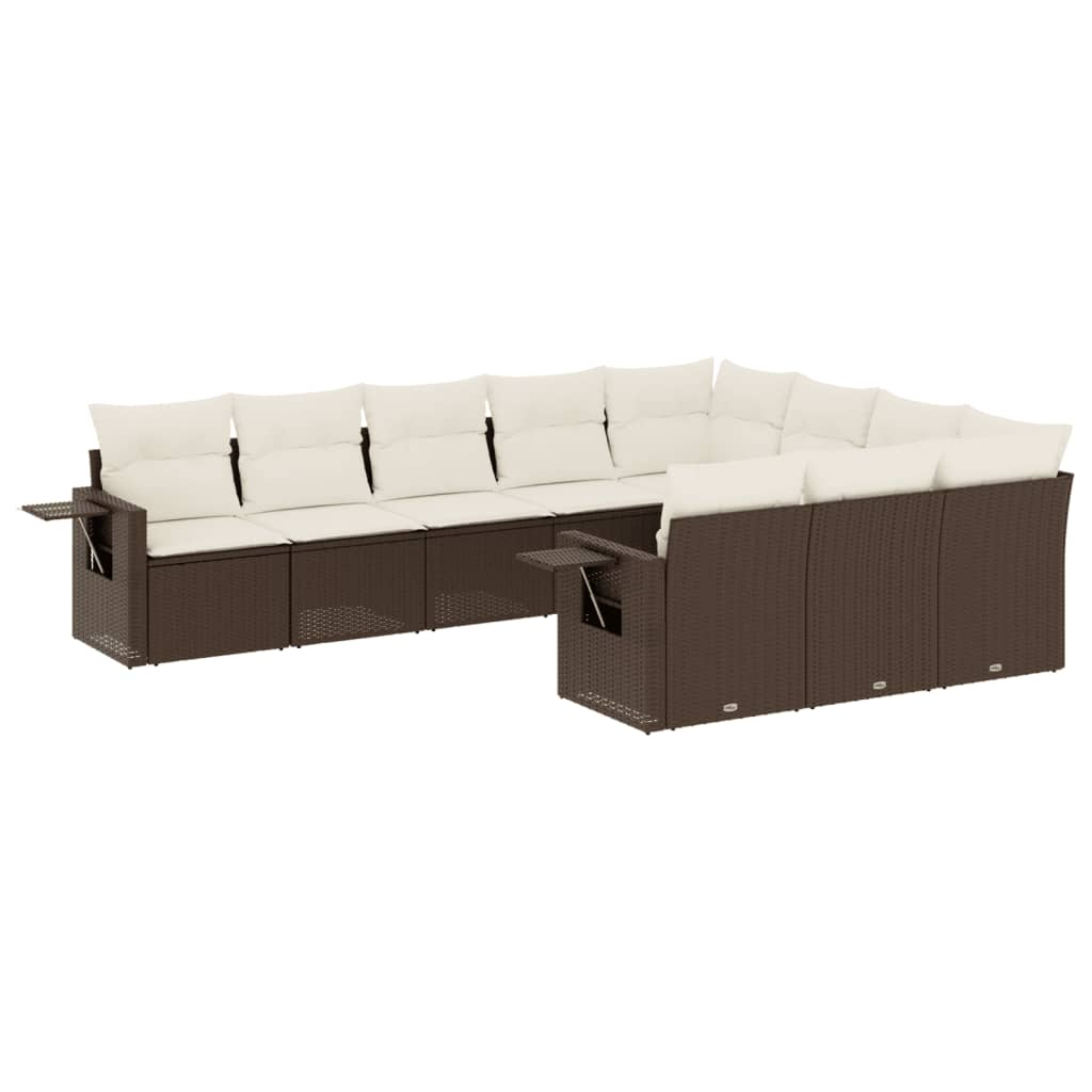 10 részes barna polyrattan kerti ülőgarnitúra párnákkal (3220692)