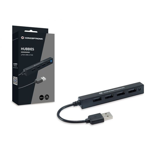Conceptronic HUBBIES05B hub de interface USB 2.0 480 Mbit/s Preto