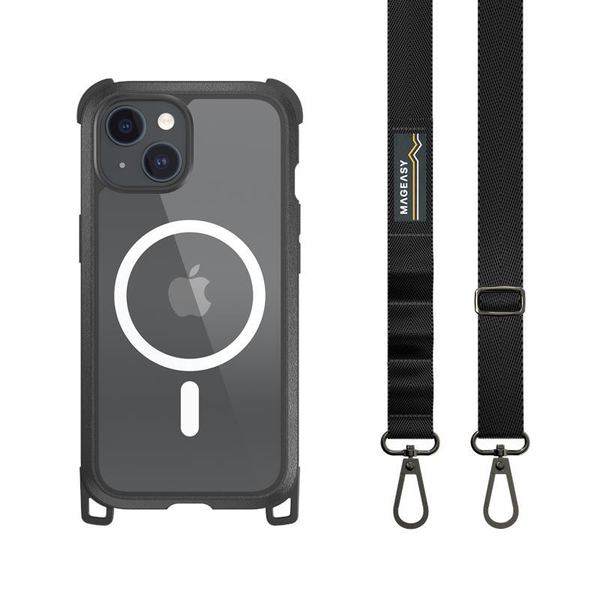 SwitchEasy Odyssey M + Strap Apple iPhone 15/14/13 MagSafe Tok - Átlátszó/Fekete