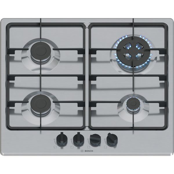 Bosch Serie 4 PGH6B5K60 hobs Acero inoxidable Integrado 58 cm Encimera de gas 4 zona(s)