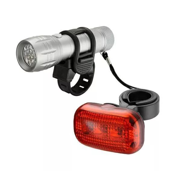 NovaBIK3 kerékpáros első-hátsó LED-es lámpa és elemlámpa ezüst (AN68424) (AN68424)