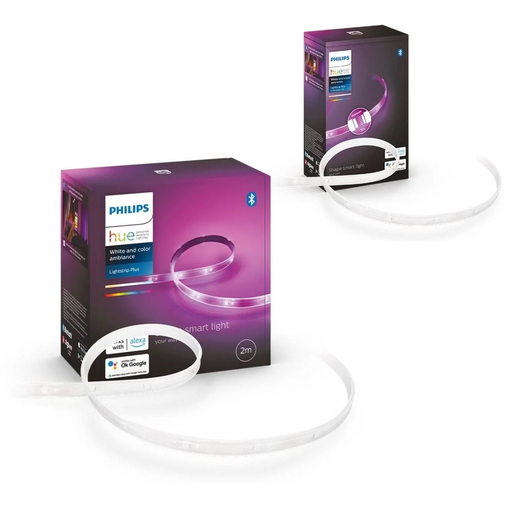 Philips Hue LightStrip Plus v4 LED szalag 2m + hosszabbító (PHL21076set22) (PHL21076set22)