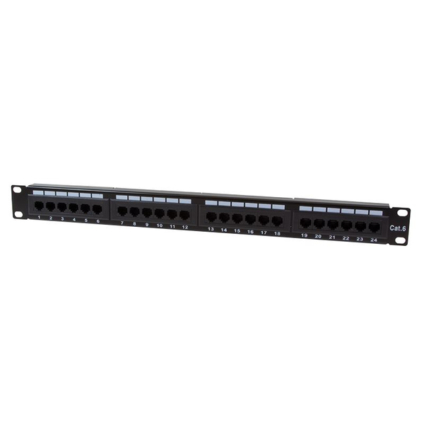 LogiLink patch panel 1U 19" 24 port UTP CAT6 fekete (NP0004)