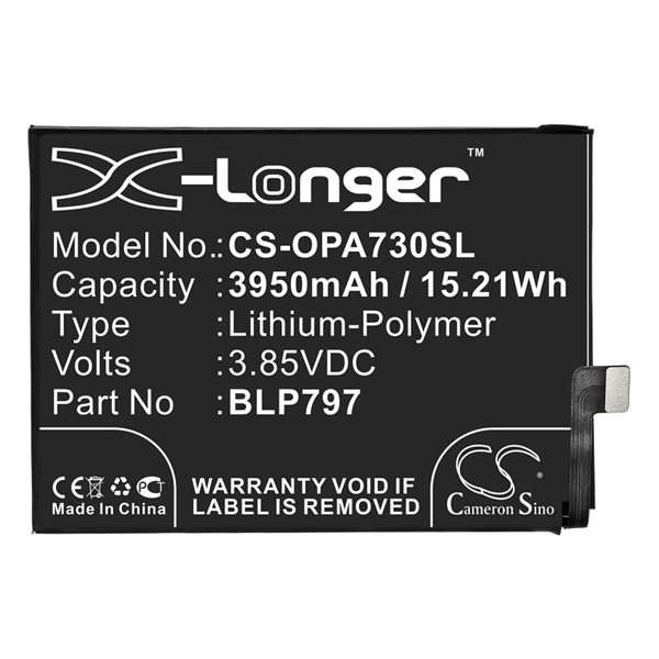 Cameron Sino Li-Polymer akku (3.85V/3950mAh, OPPO BLP797 kompatibilis) FEKETE Oppo A72 4G / A73 4G (CS-OPA730SL)