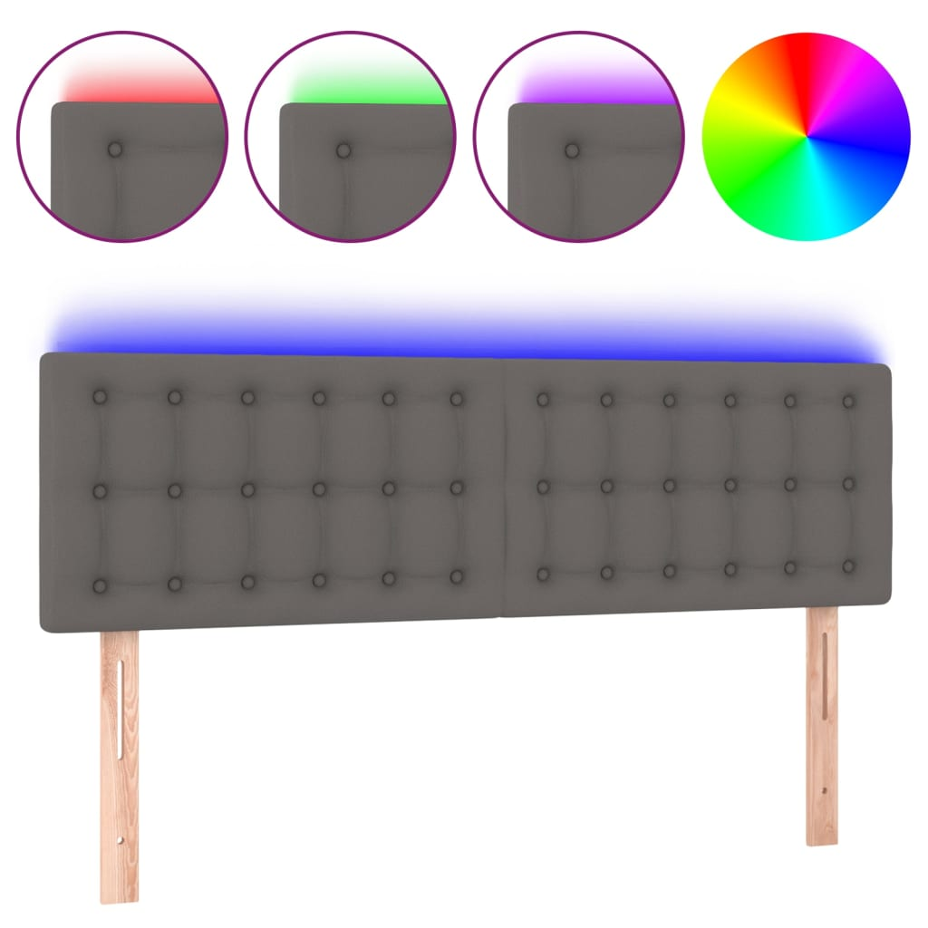 szürke műbőr LED-es fejtámla 144 x 5 x 78/88 cm (3121706)
