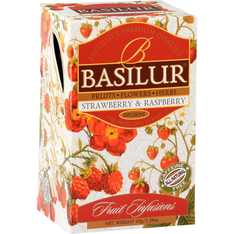 BASILUR Fruit Strawberry & Raspberry csomagolt, 25×1,8 g (4792252933354)