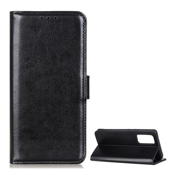 Tok álló, bőr hatású (FLIP, oldalra nyíló, asztali tartó funkció, prémium) FEKETE [Samsung Galaxy S20 FE (SM-G780)] (5996591004495)