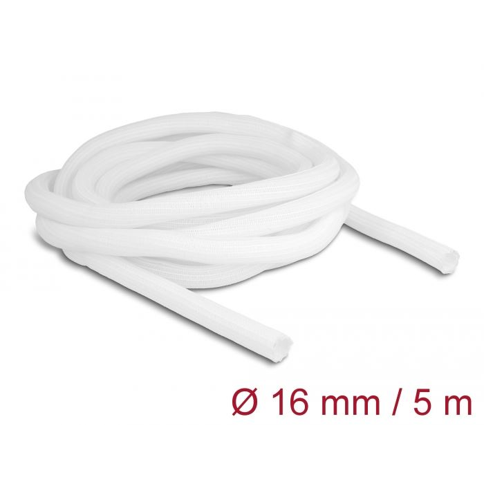 Delock fonott kábelharisnya önzáródó 5mx16mm fehér (20809) (delock20809)