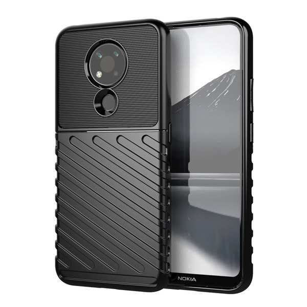 Szilikon telefonvédő (közepesen ütésálló, csíkos, dombor minta) FEKETE [Nokia 3.4] (5996591019215)