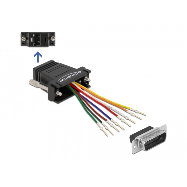 DELOCK D-Sub 15 Pin St > RJ45 Bu Montagesatz schwarz