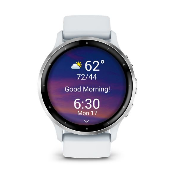 Смарт часовник Garmin Venu 3, GPS, Wi-Fi, силиконова каишка, 45 mm, Silver/Whitestone
